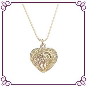 925 Silver Lace Etched Filigree Romantic Heart Necklace NEW